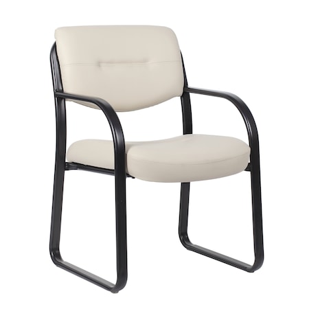 Boss Office Products Guest Chair, Black Steel Frame, Beige Vinyl B9529-BG